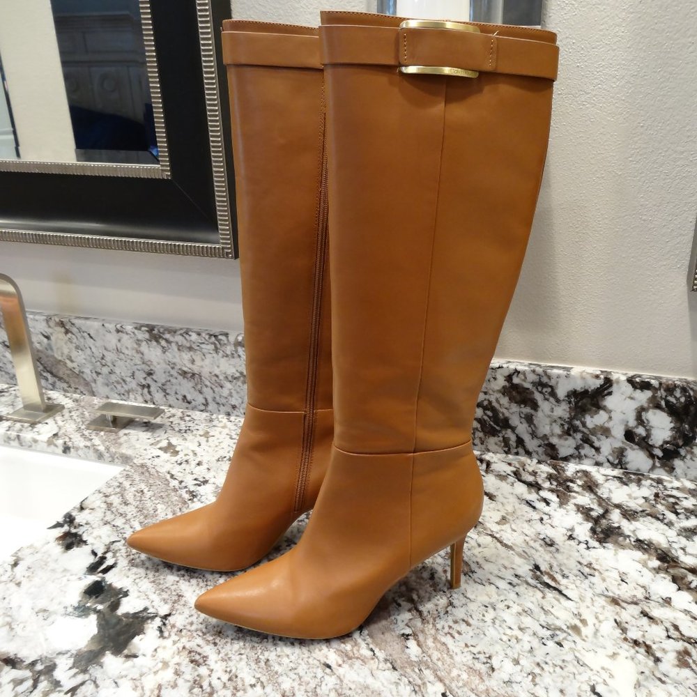 Calvin Klein Glydia Leather Tall High Heeled Boots